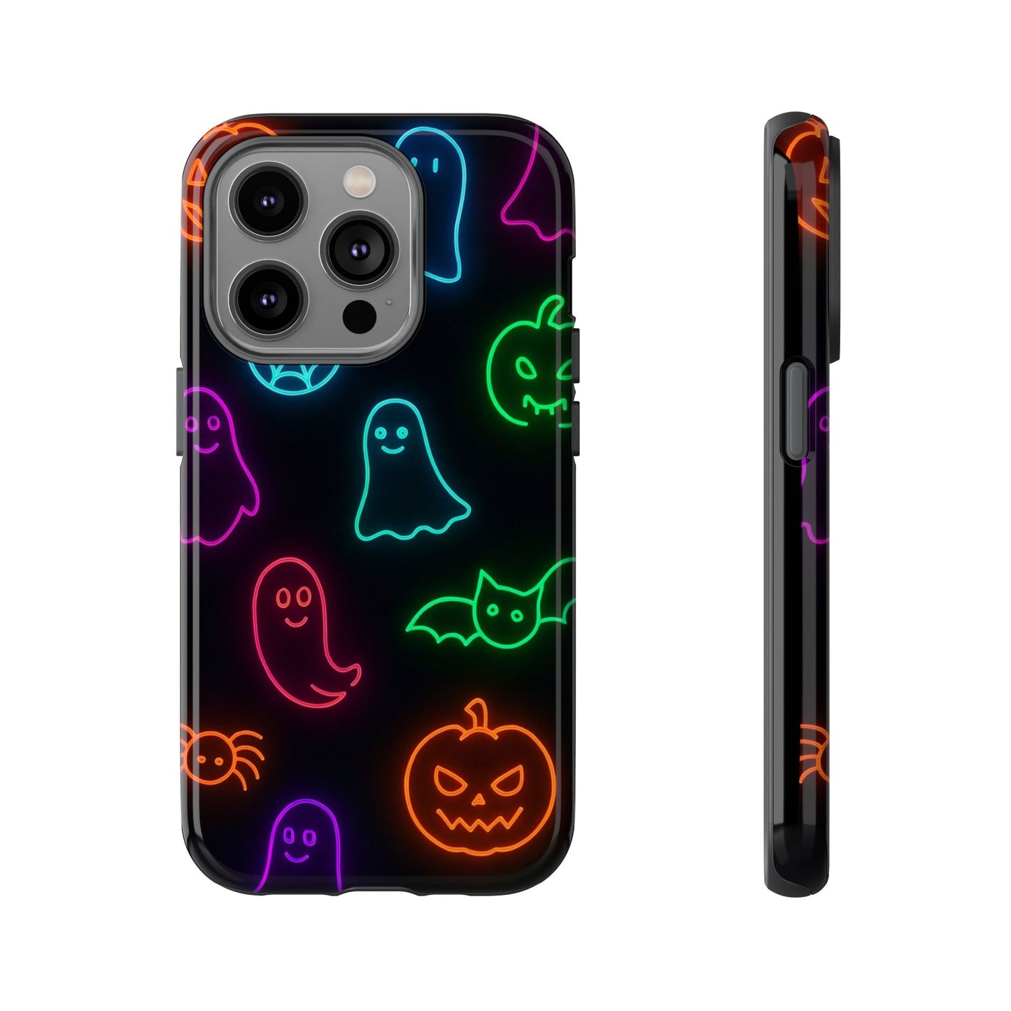 Neon Halloween Pattern | Cute Ghosts, Pumpkins & Bats Glow Design Phone Cases