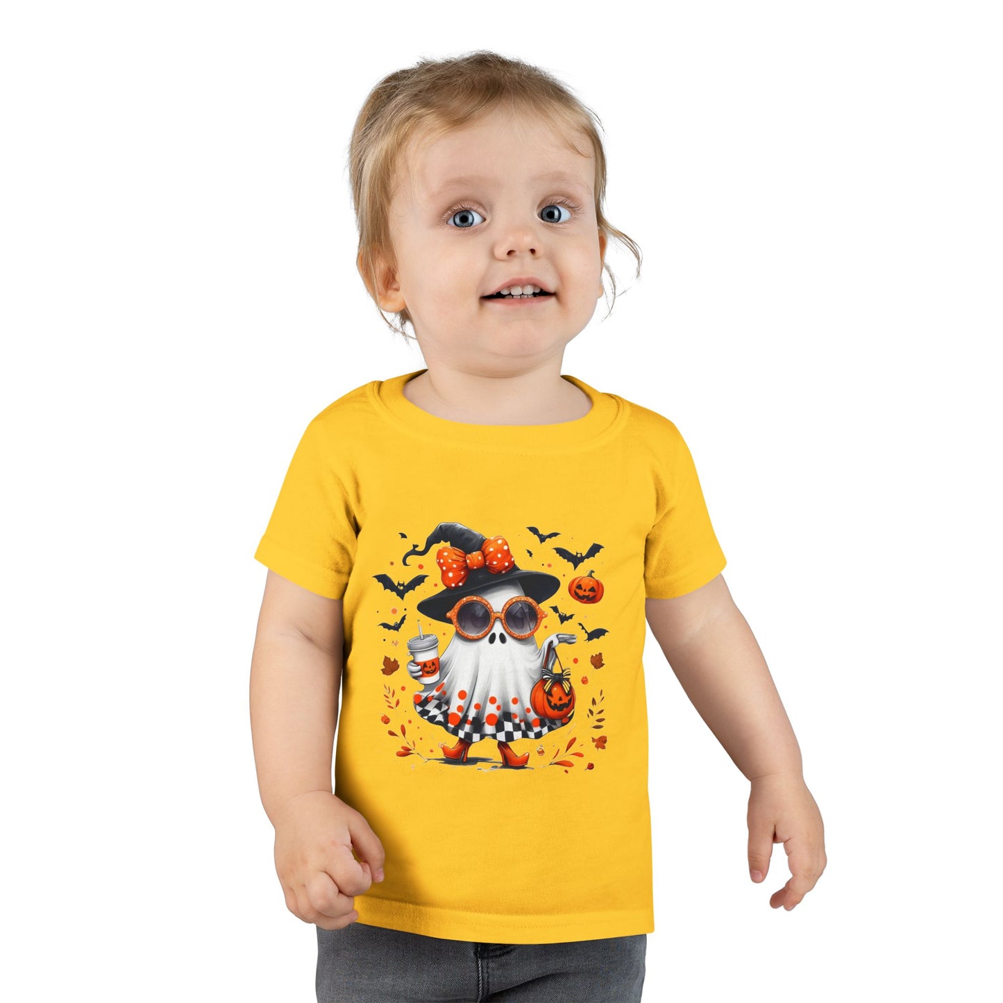 Cute Halloween Ghost T-Shirt | Trendy Witch Ghost Outfit | Spooky Fall Shirt for Women | Pumpkin Aesthetic Halloween Apparel Gift Toddler T-Shirt