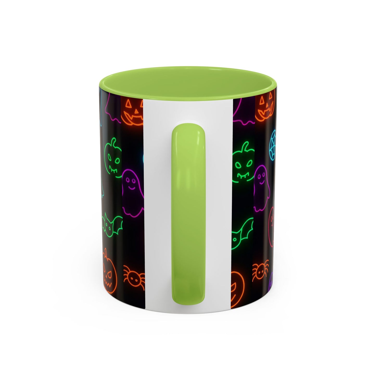 Neon Halloween Pattern | Cute Ghosts, Pumpkins & Bats Glow Design Accent Mug