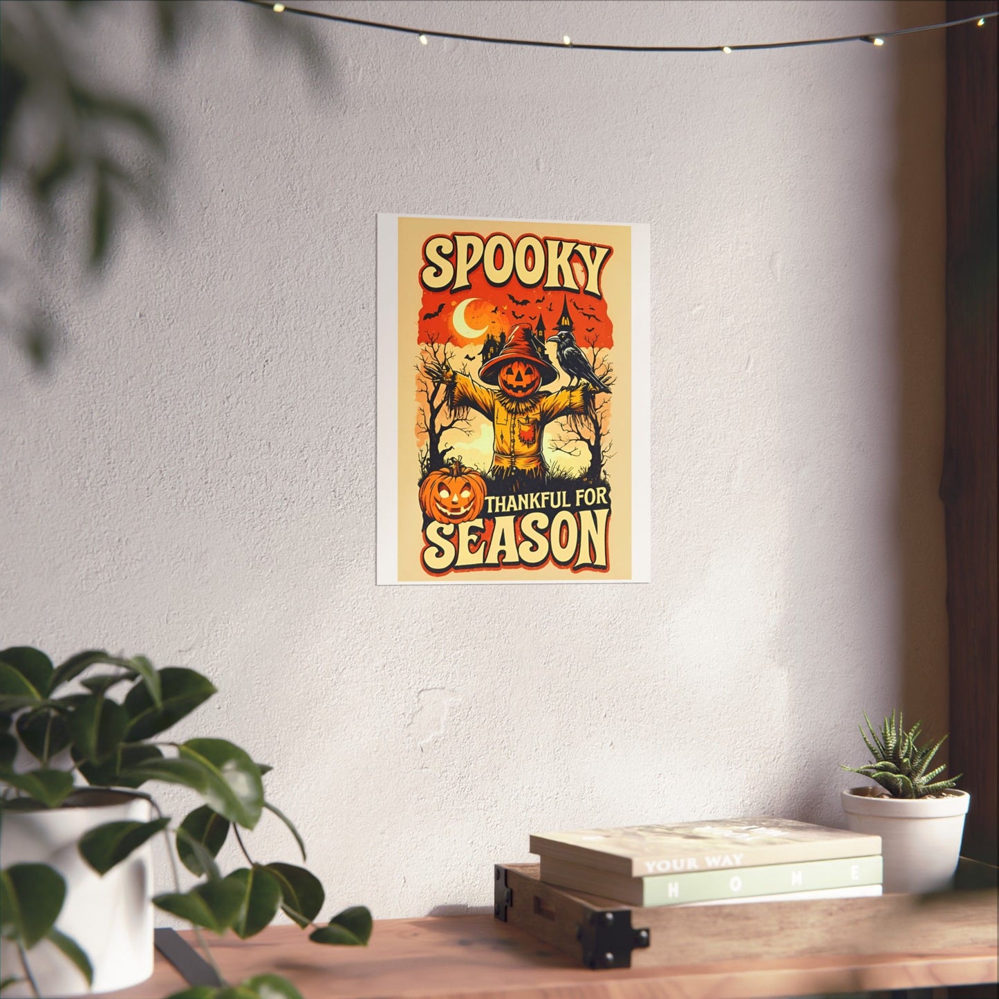 Spooky Thankful for the Season Halloween Scarecrow Vintage Design Poster
