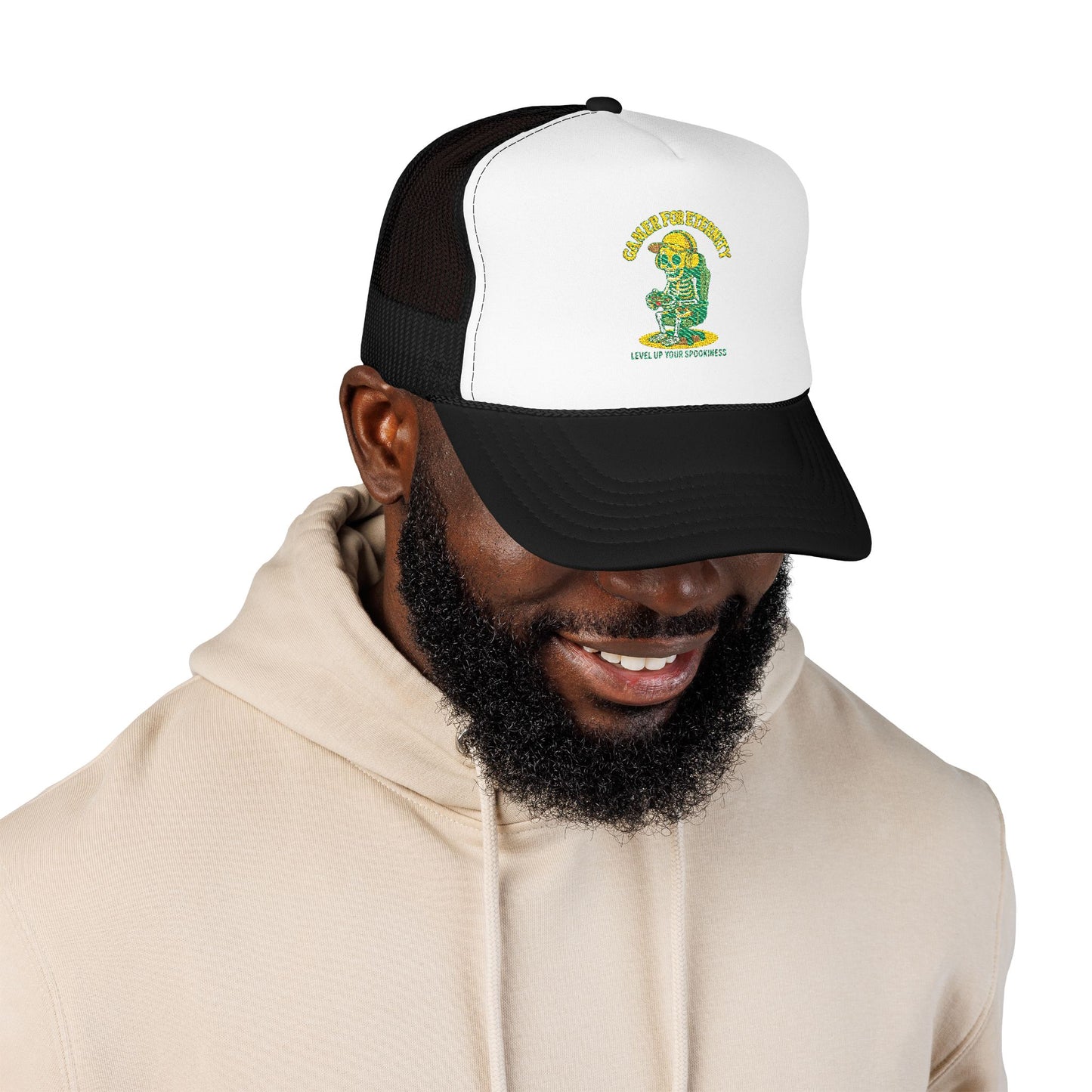 Embroidered Foam Trucker Hat - Cute Cartoon Design for Outdoor Fun, Fashion Accessories, Gift for Her, Unique Summer Style,  Adjustable Cap, Trucker Hat Embroidered