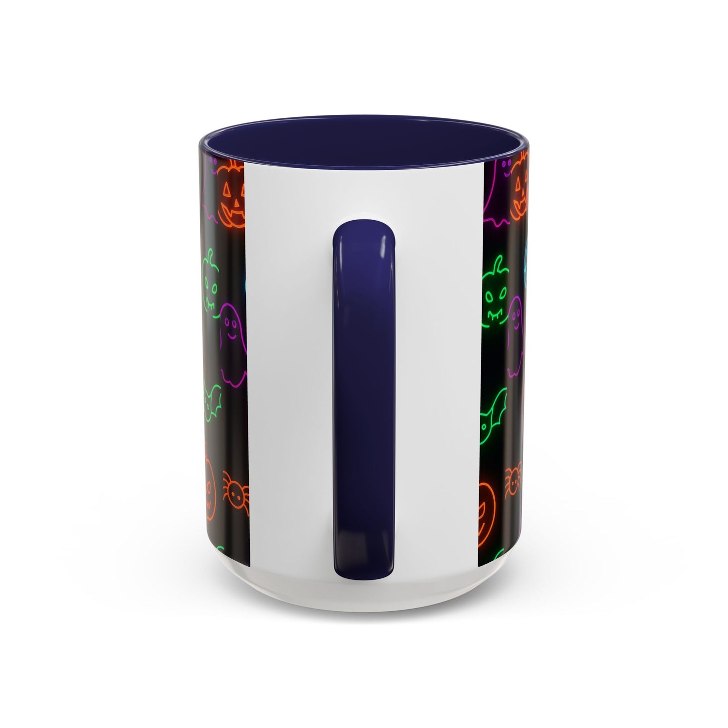 Neon Halloween Pattern | Cute Ghosts, Pumpkins & Bats Glow Design Accent Mug