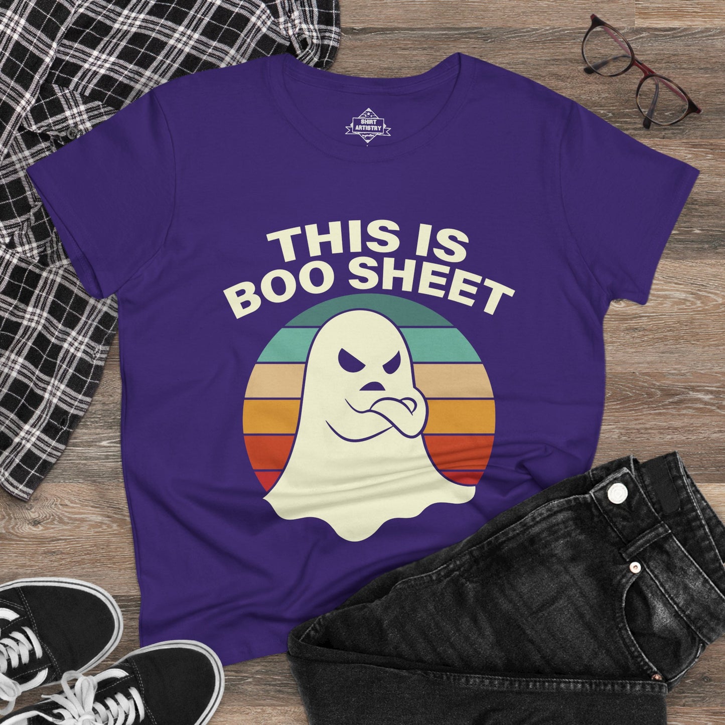 This Is Boo Sheet Funny Halloween | Sarcastic Ghost Shirt for Spooky Season | Retro Ghost Graphic Tee for Men & Women