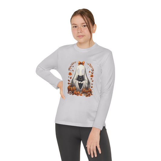 Cute Ghost and Black Cat Halloween T-Shirt | Cozy Fall Pumpkin Shirt | Spooky Season Aesthetic Apparel Gift for Halloween Lovers
