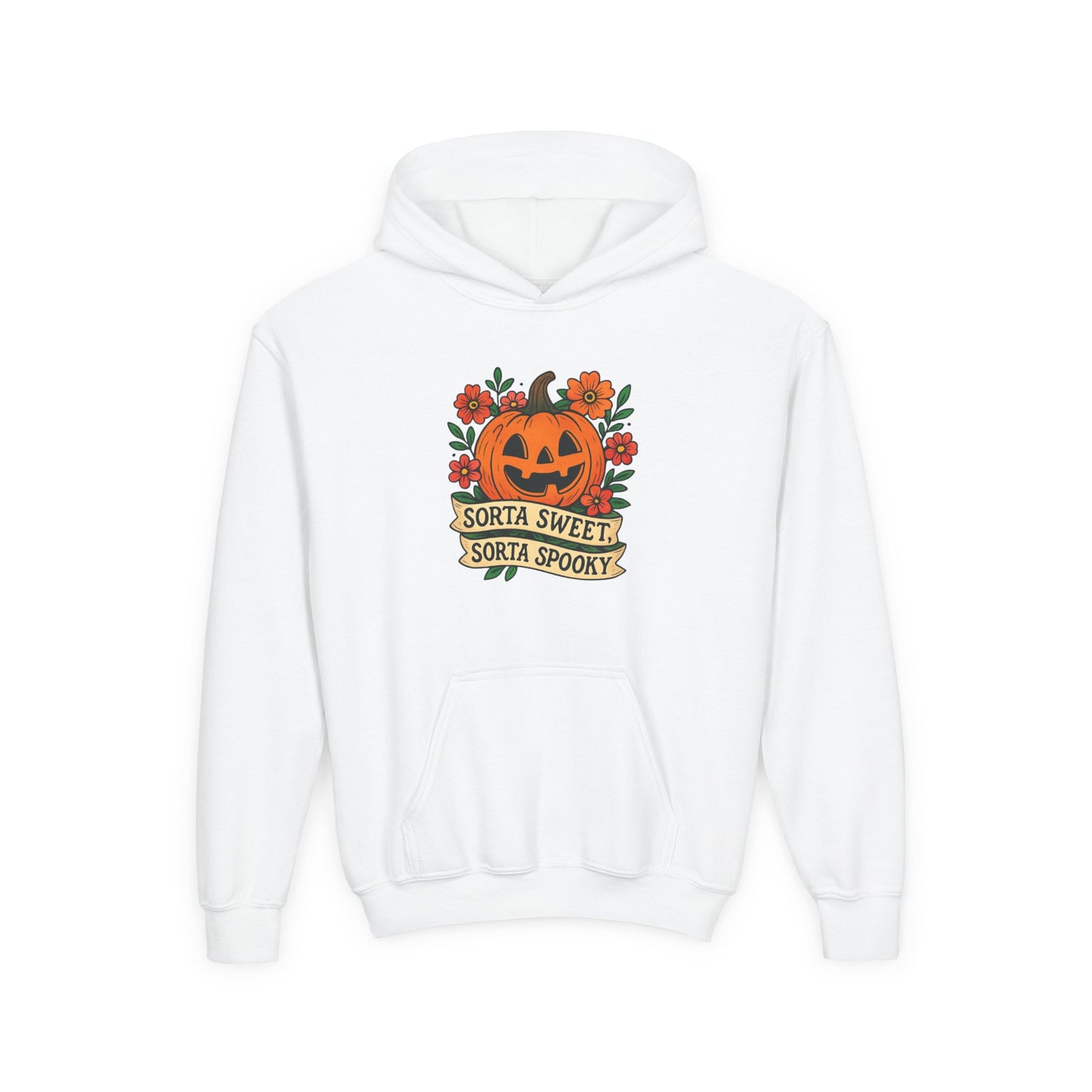 Cute Pumpkin Design – Sorta Sweet, Sorta Spooky Halloween Artwork Kids Hoodies