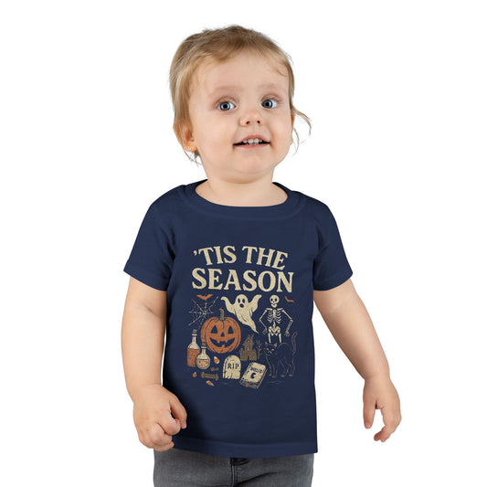 ‘Tis the Season Halloween T‑Shirt | Vintage Spooky Season Shirt with Ghost, Skeleton & Pumpkin | Retro Halloween Graphic Tee for Fall Toddler T-Shirt