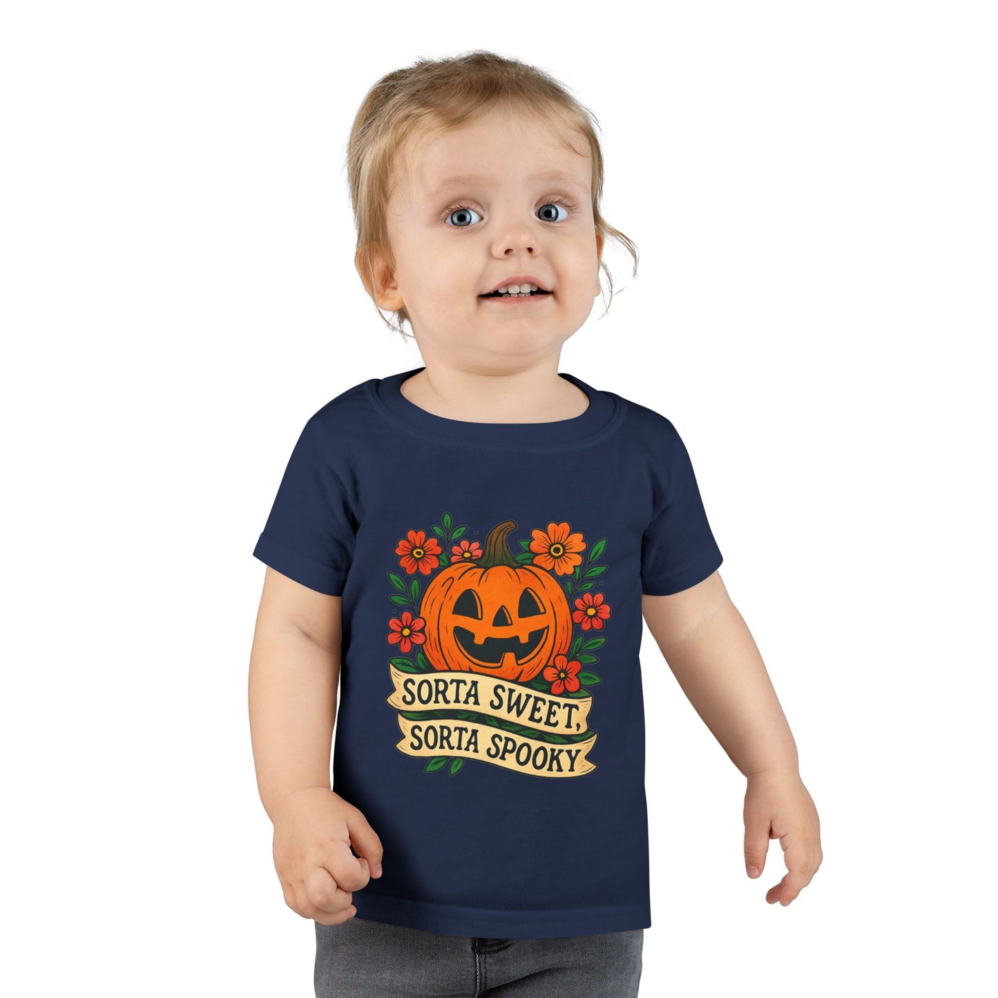 Cute Pumpkin Design – Sorta Sweet, Sorta Spooky Halloween Artwork Toddler T-Shirt