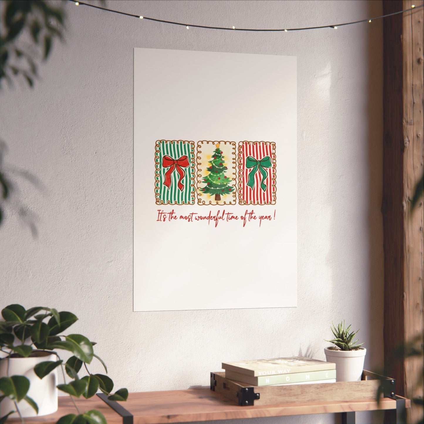 Festive Christmas Tree & Bow Design | It’s the Most Wonderful Time of the Year – Holiday Shirt, Mug, Tote & Home Decor Poster