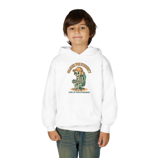 Cool Skeleton Gamer Youth Hoodie, Casual Streetwear, Perfect for Gamers, Halloween, Birthday, and Everyday Wear, Kids Hoodies