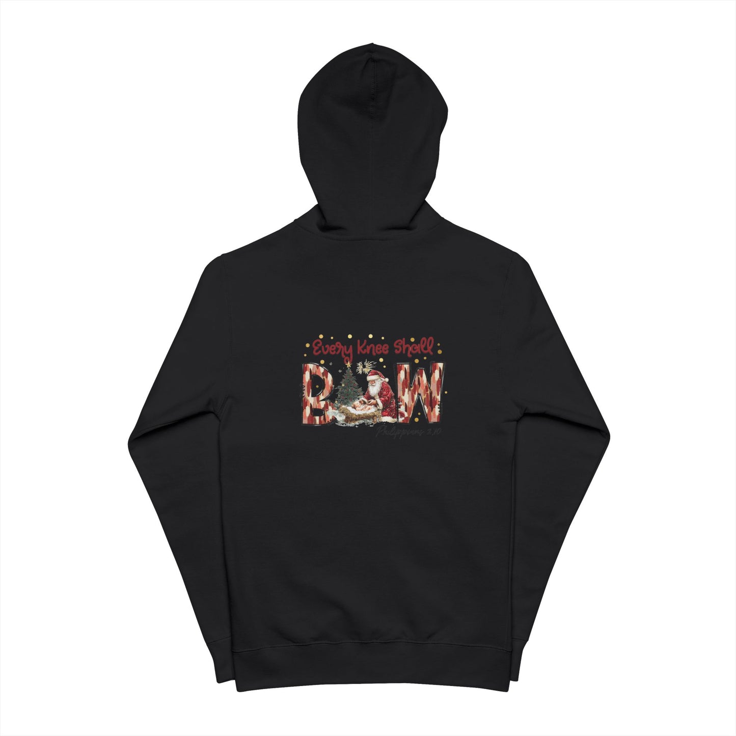 Every Knee Shall Bow Philippians 2:10 | Christian Christmas Design with Santa & Baby Jesus | Faith-Based Holiday Gift