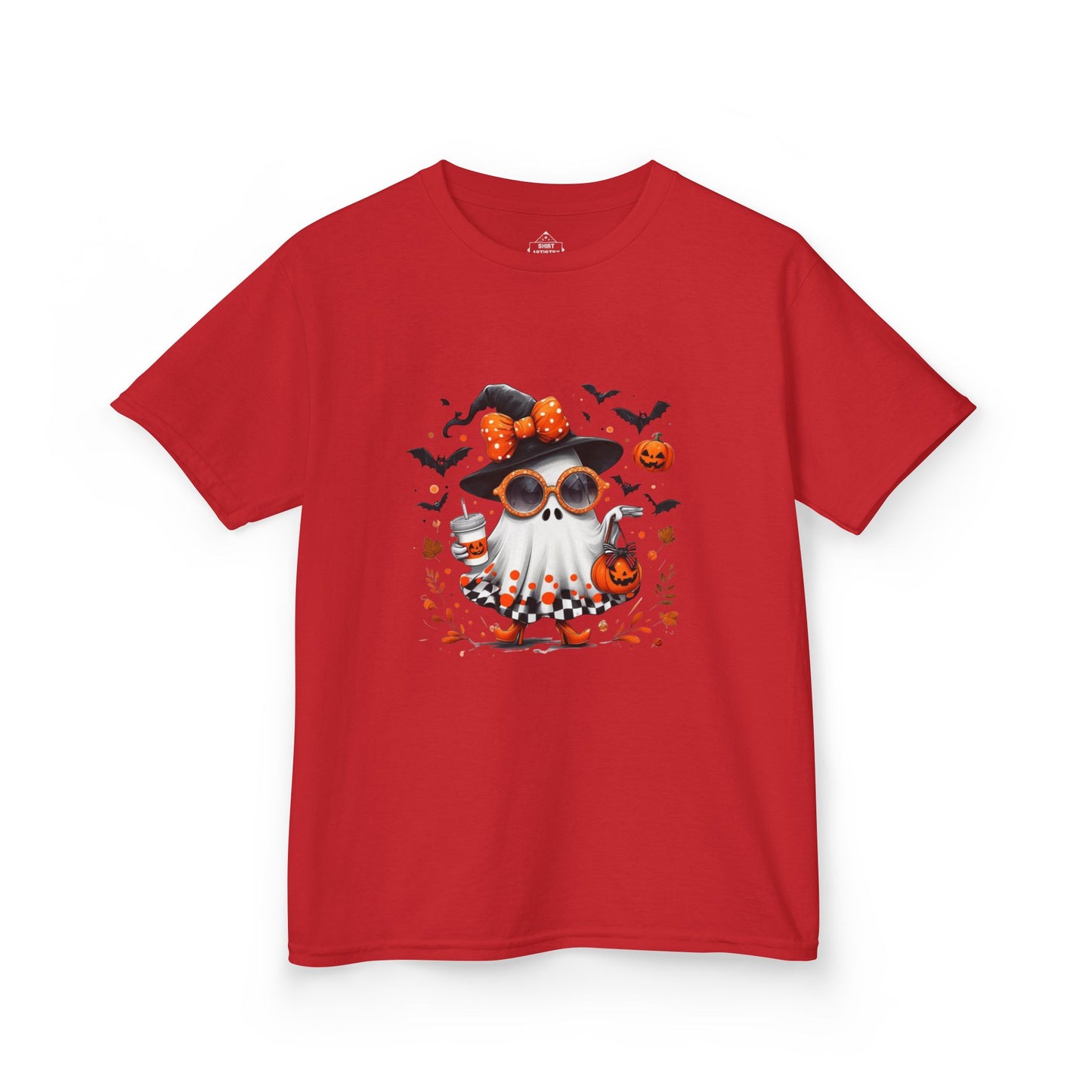 Cute Halloween Ghost T-Shirt | Trendy Witch Ghost Outfit | Spooky Fall Shirt for Women | Pumpkin Aesthetic Halloween Apparel Gift , Kids T-Shirts