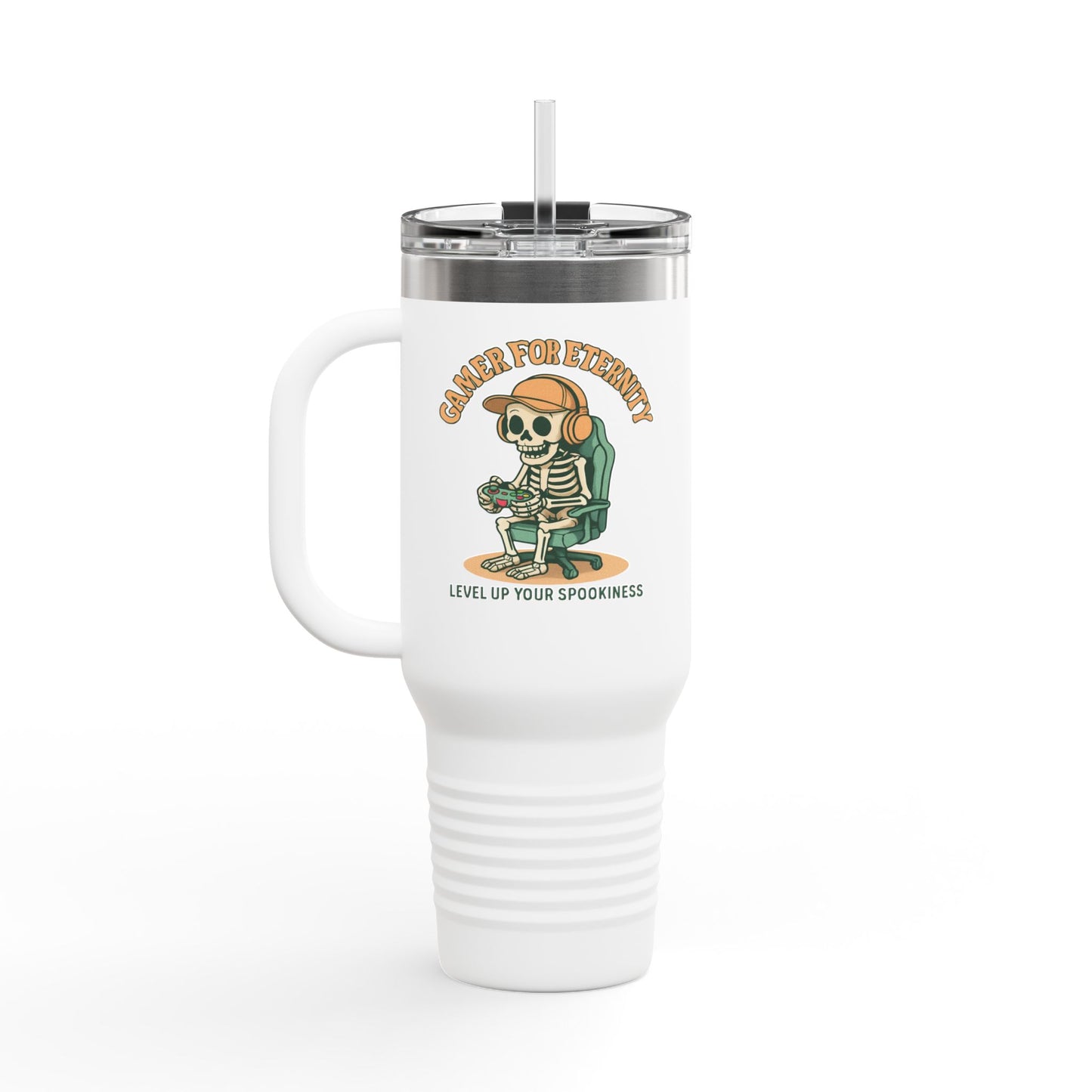 Insulated Travel Mug, Halloween Skeleton Design, 40oz, Perfect for On-the-Go, Party Beverage Container, Spooky Vibes, Travel Mug