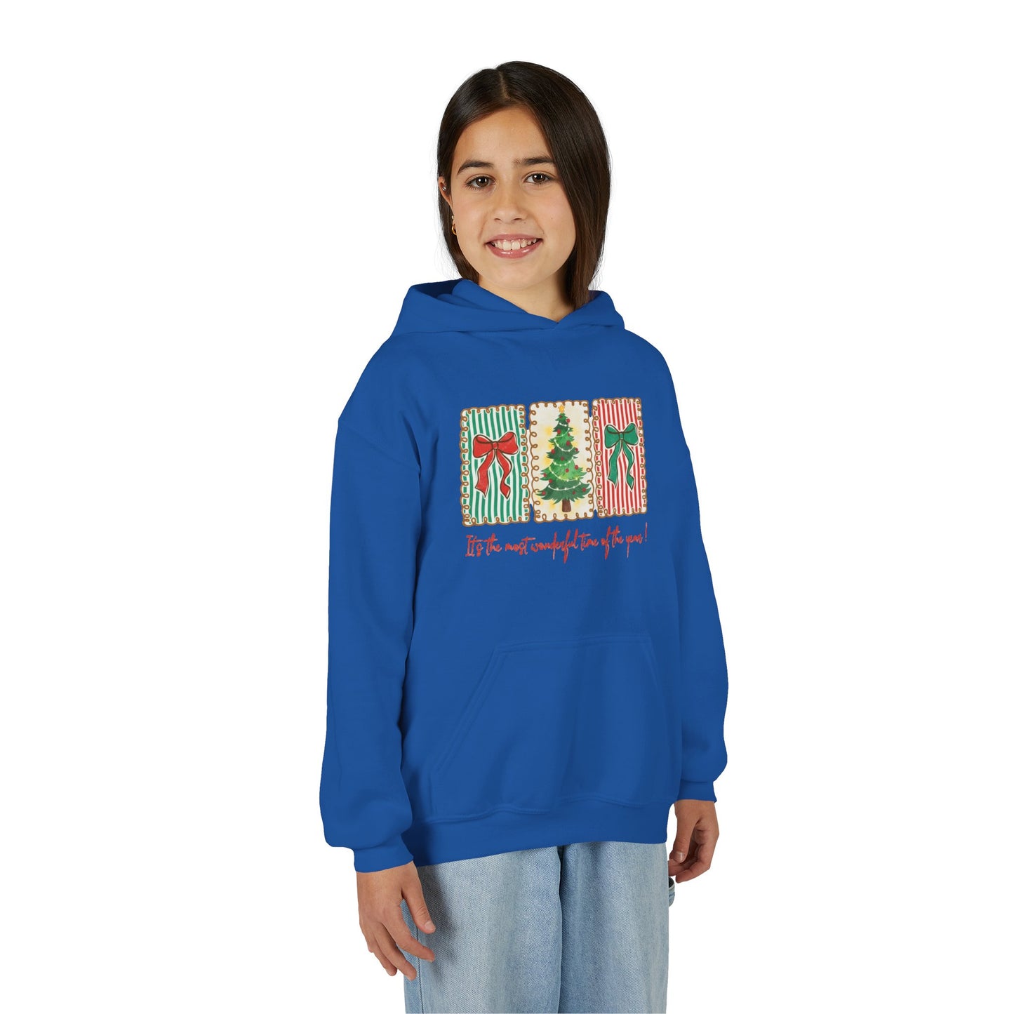 Festive Christmas Tree & Bow Design | It’s the Most Wonderful Time of the Year – Holiday Shirt, Mug, Tote & Home Decor Kids Hoodie