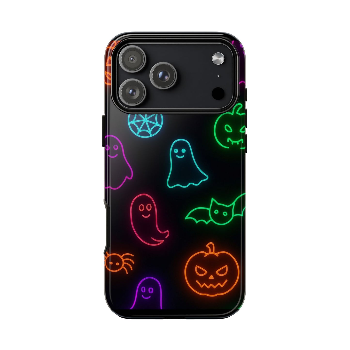 Neon Halloween Pattern | Cute Ghosts, Pumpkins & Bats Glow Design Phone Cases