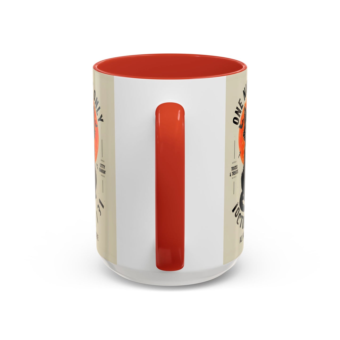 Halloween Black Cat Design | One Night Only October 31 Vintage Artwork Accent Mug