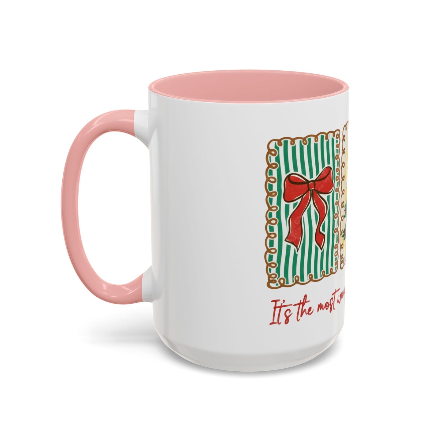 Festive Christmas Tree & Bow Design | It’s the Most Wonderful Time of the Year – Holiday Shirt, Mug, Tote & Home Decor Accent Mug