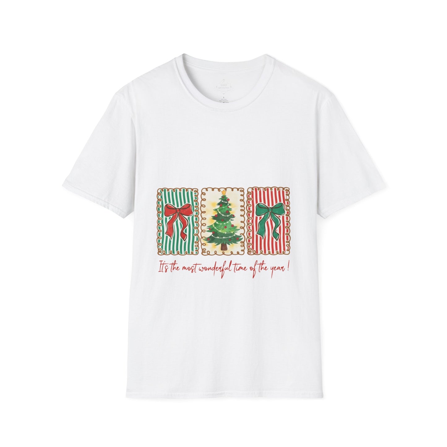 Festive Christmas Tree & Bow Design | It’s the Most Wonderful Time of the Year – Holiday Shirt, Mug, Tote & Home deco