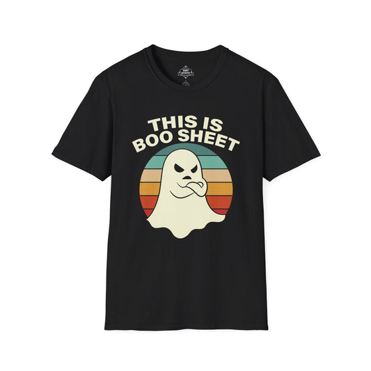 This Is Boo Sheet Funny Halloween T‑Shirt | Sarcastic Ghost Shirt for Spooky Season | Retro Ghost Graphic Tee for Men & Women