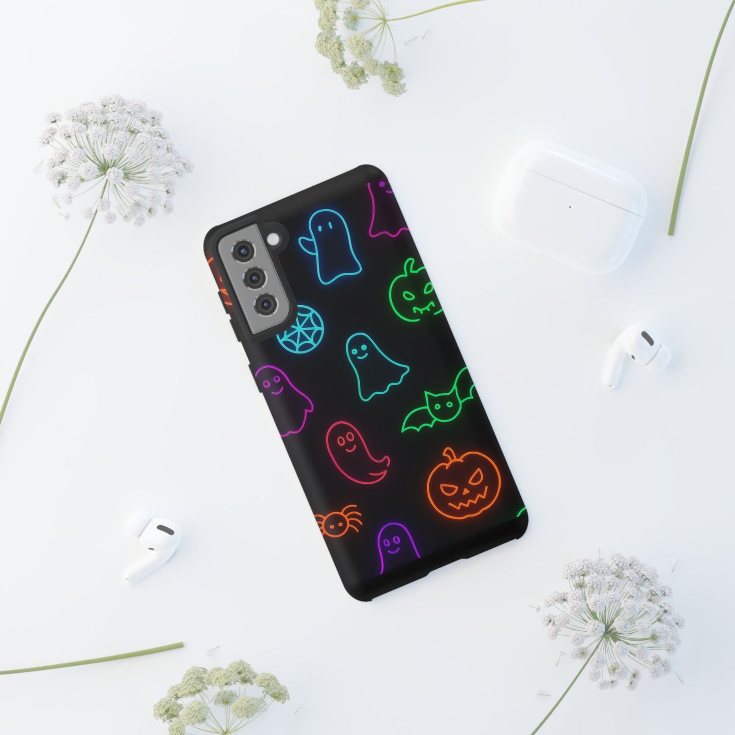 Neon Halloween Pattern | Cute Ghosts, Pumpkins & Bats Glow Design Phone Cases