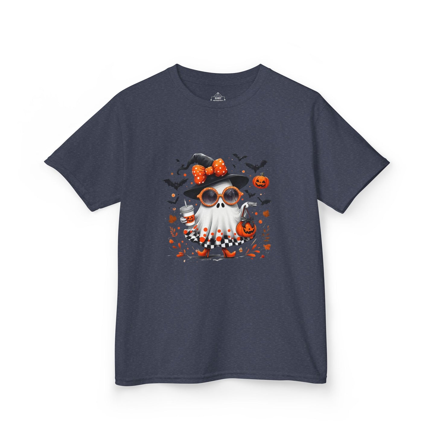 Cute Halloween Ghost T-Shirt | Trendy Witch Ghost Outfit | Spooky Fall Shirt for Women | Pumpkin Aesthetic Halloween Apparel Gift , Kids T-Shirts
