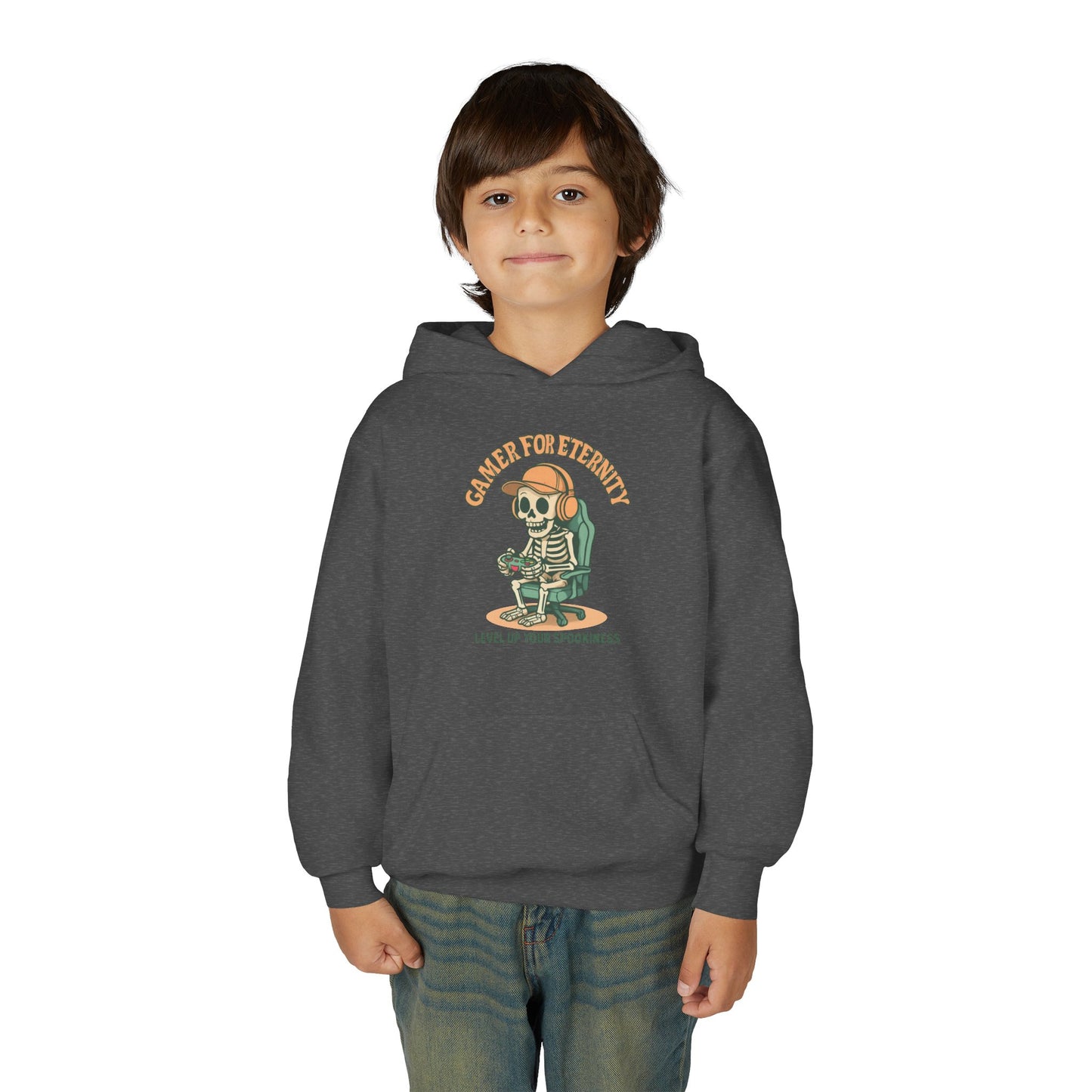 Cool Skeleton Gamer Youth Hoodie, Casual Streetwear, Perfect for Gamers, Halloween, Birthday, and Everyday Wear, Kids Hoodies