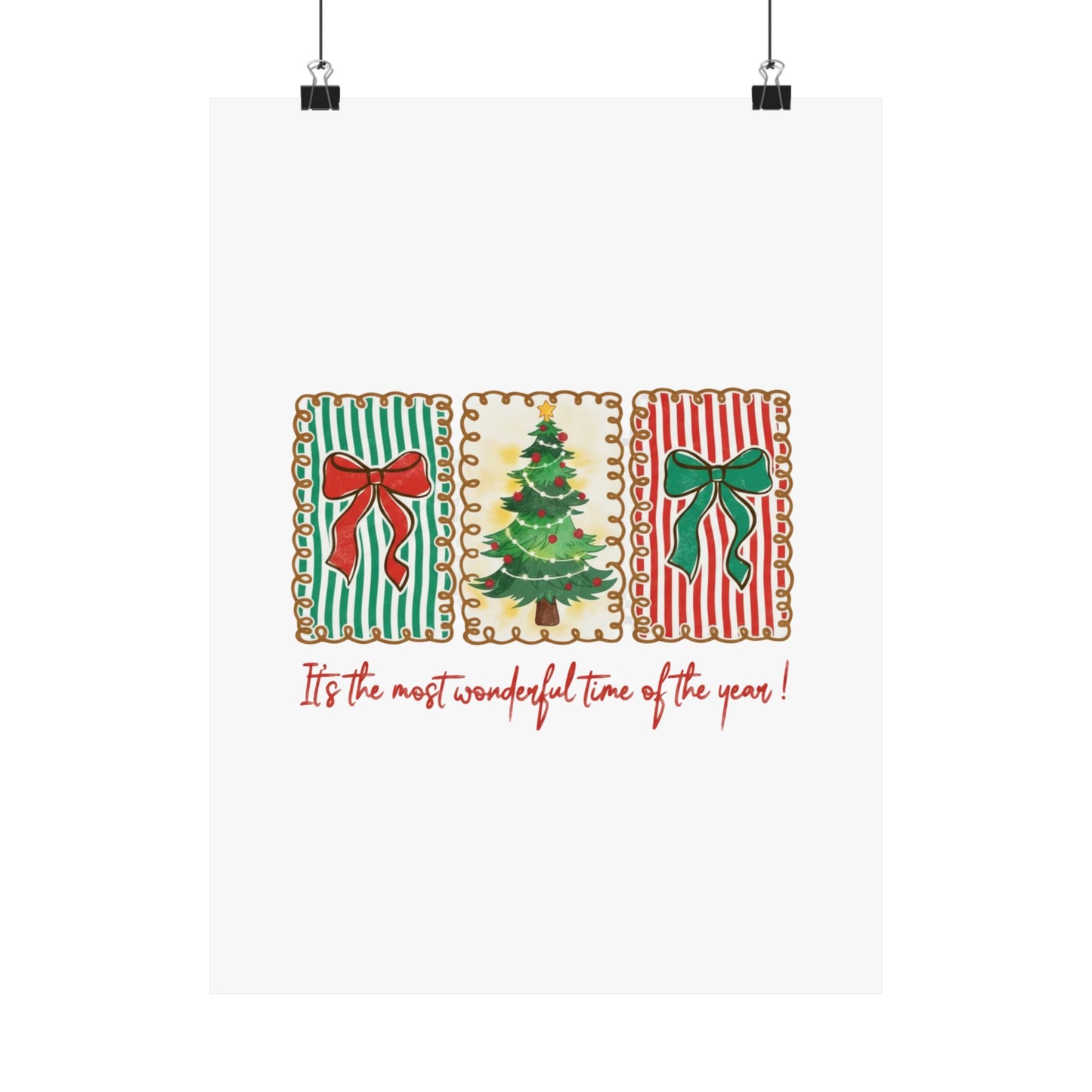 Festive Christmas Tree & Bow Design | It’s the Most Wonderful Time of the Year – Holiday Shirt, Mug, Tote & Home Decor Poster