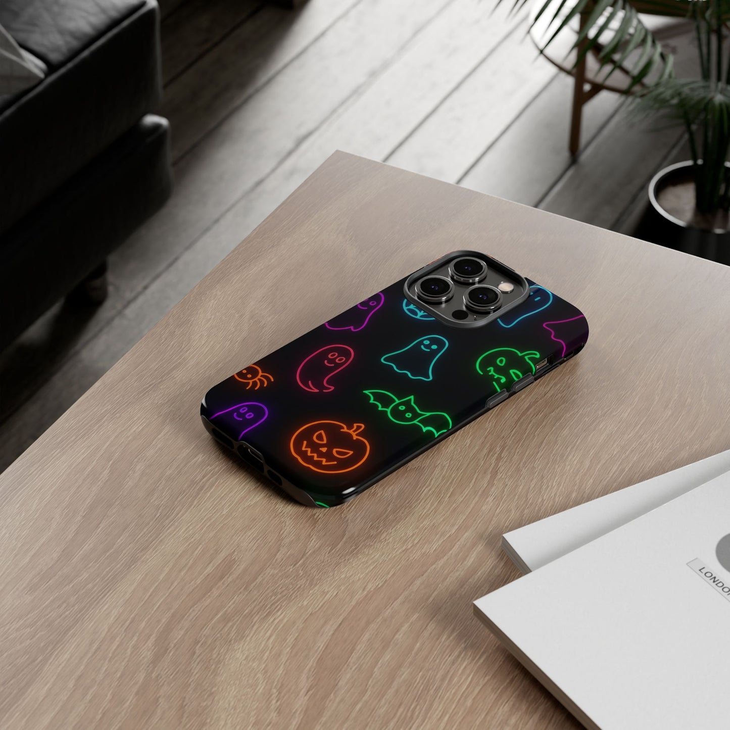 Neon Halloween Pattern | Cute Ghosts, Pumpkins & Bats Glow Design Phone Cases