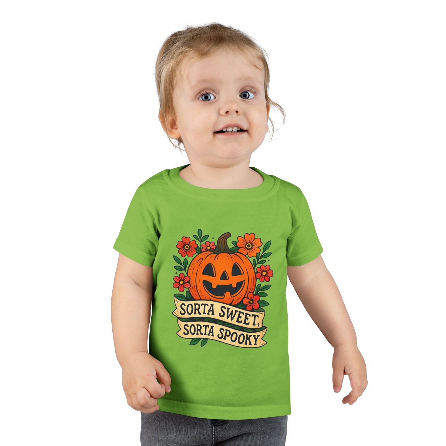 Cute Pumpkin Design – Sorta Sweet, Sorta Spooky Halloween Artwork Toddler T-Shirt