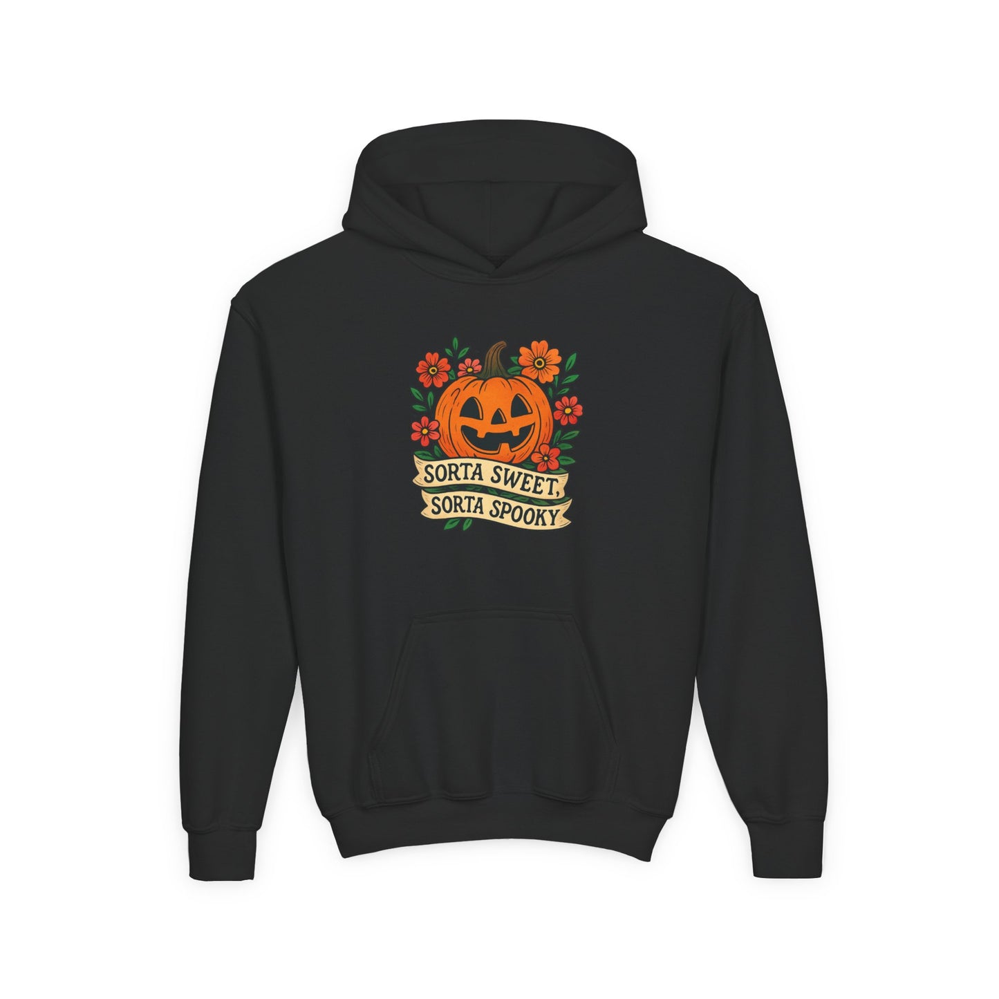Cute Pumpkin Design – Sorta Sweet, Sorta Spooky Halloween Artwork Kids Hoodies