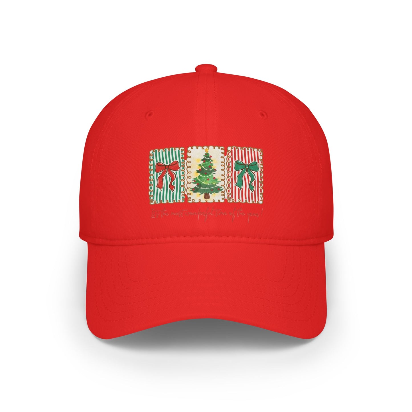 Festive Christmas Tree & Bow Design | It’s the Most Wonderful Time of the Year – Holiday Shirt, Mug, Tote & Home Decor Baseball Caps