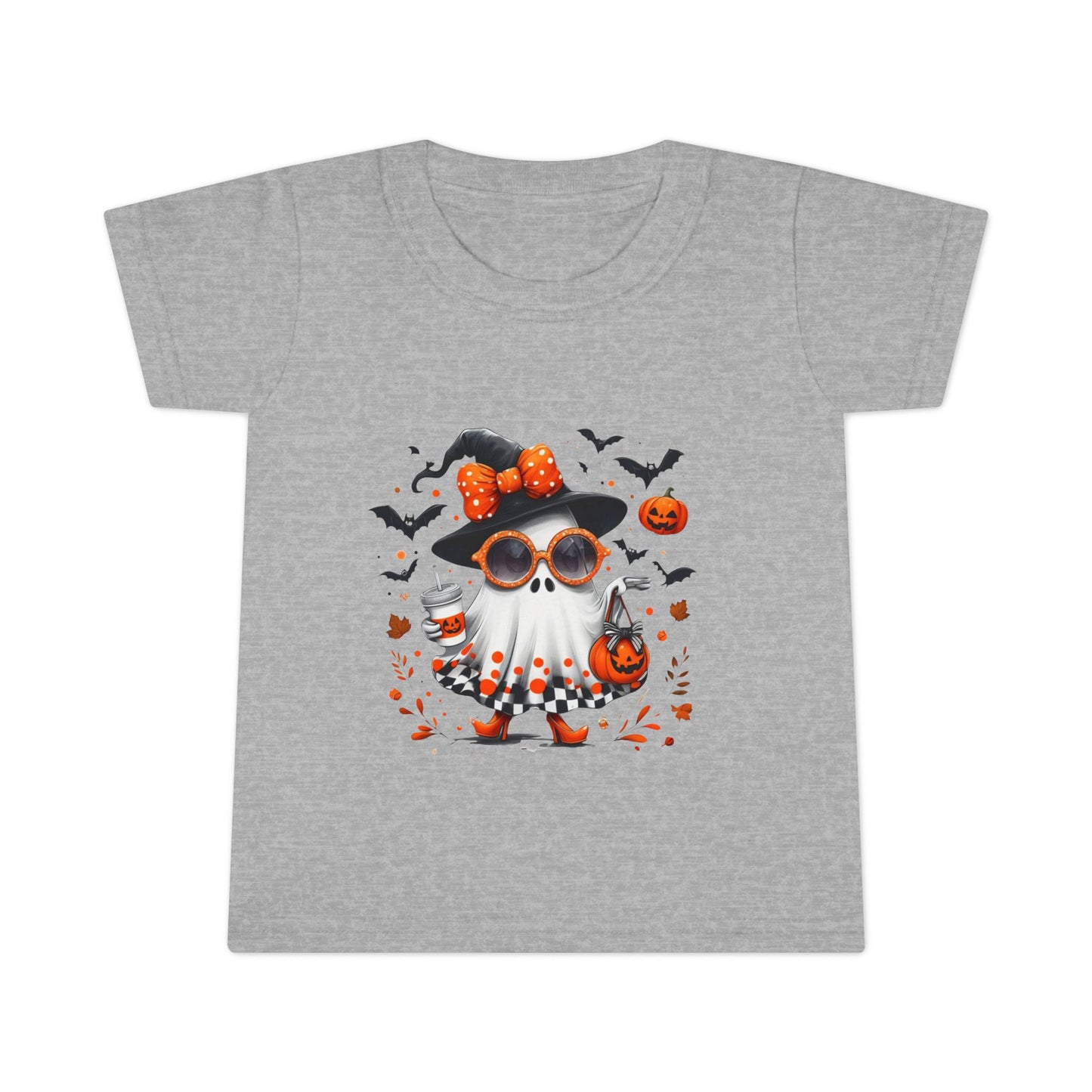 Cute Halloween Ghost T-Shirt | Trendy Witch Ghost Outfit | Spooky Fall Shirt for Women | Pumpkin Aesthetic Halloween Apparel Gift Toddler T-Shirt