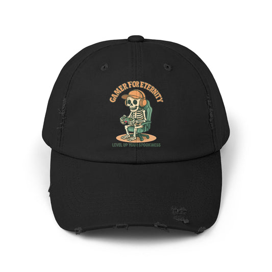 Unisex Distressed Cap Featuring 'Cancer for Eternity' Design – Quirky, Casual Headwear for Everyday Wear, Gifts, Festivals, and More, Distressed cap