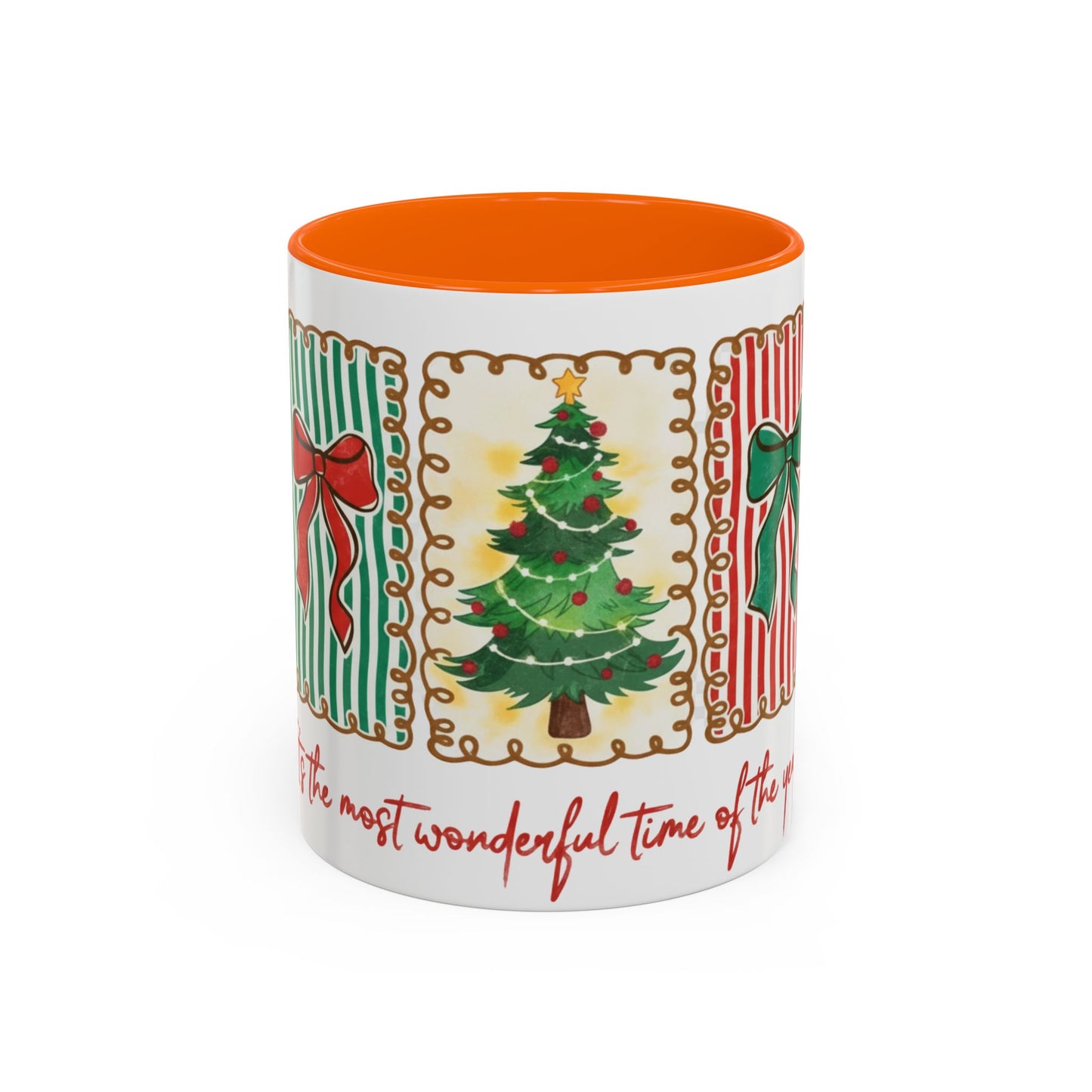 Festive Christmas Tree & Bow Design | It’s the Most Wonderful Time of the Year – Holiday Shirt, Mug, Tote & Home Decor Accent Mug