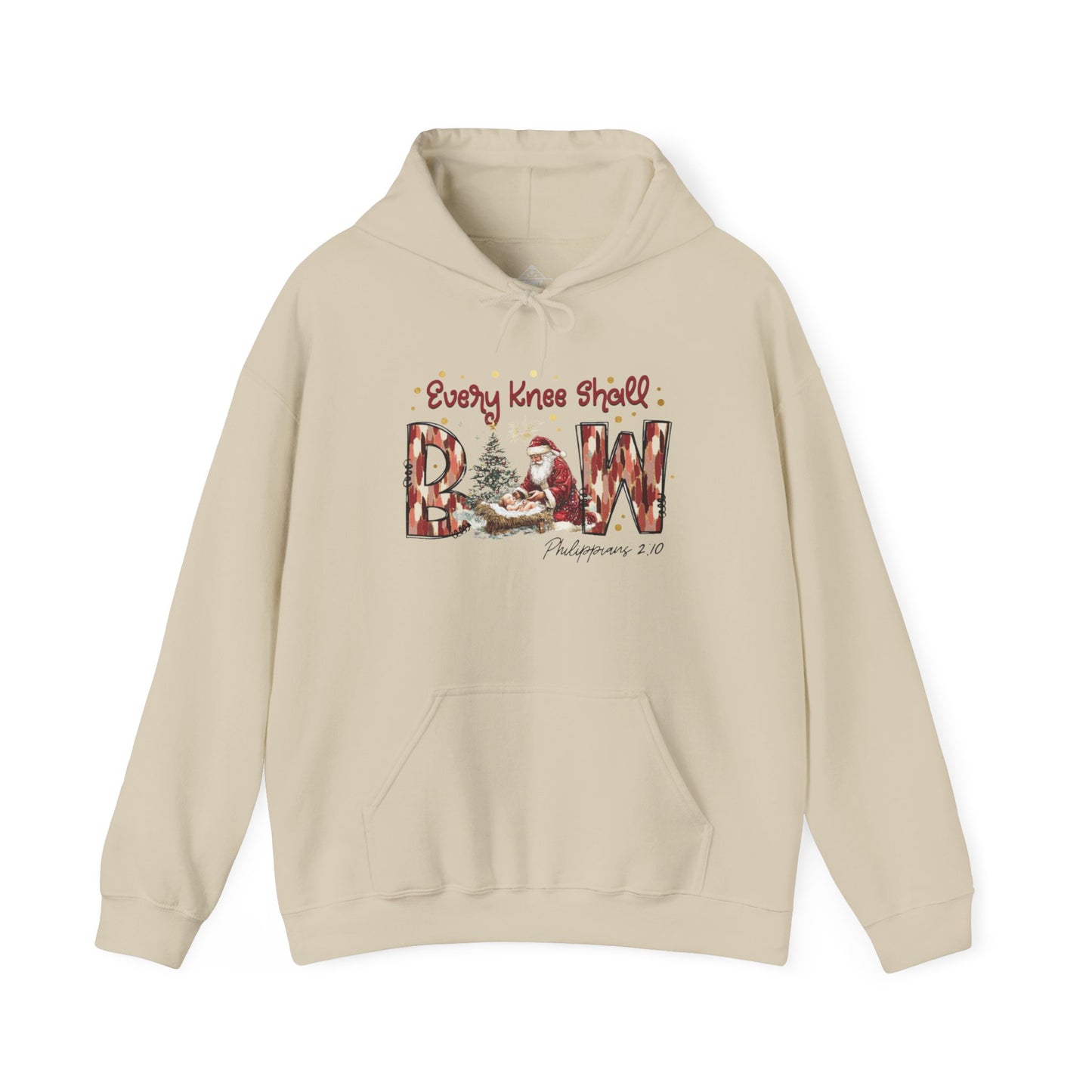 Every Knee Shall Bow Philippians 2:10 | Christian Christmas Design with Santa & Baby Jesus | Faith-Based Holiday Gift