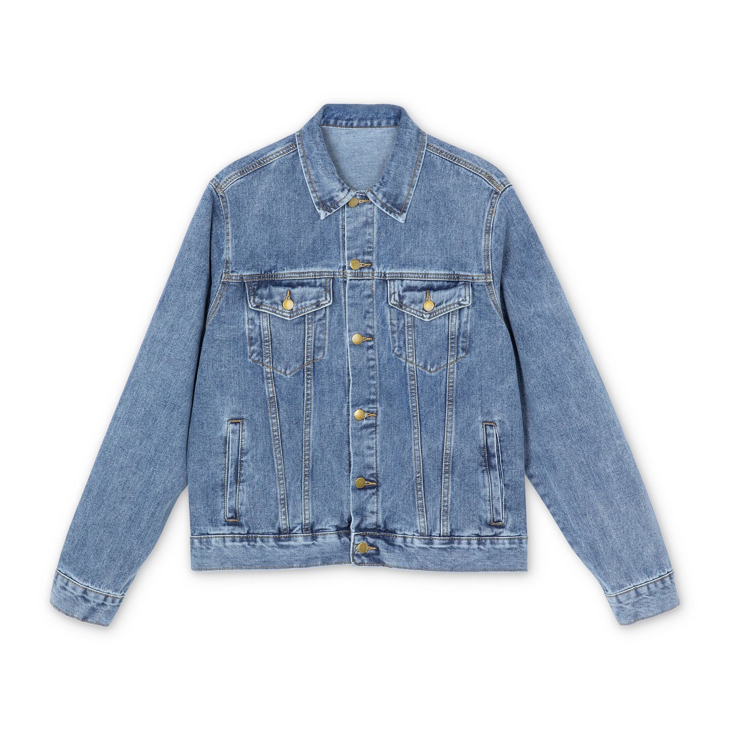Men's Graphic Denim Jacket, Trendy Casual Outerwear, Vintage Style, Ghost-Themed Gift, Halloween Apparel, Everyday Jacket