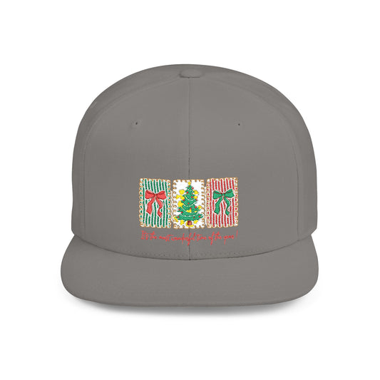Festive Christmas Tree & Bow Design | It’s the Most Wonderful Time of the Year – Holiday Shirt, Mug, Tote & Home Decor Snapback Cap