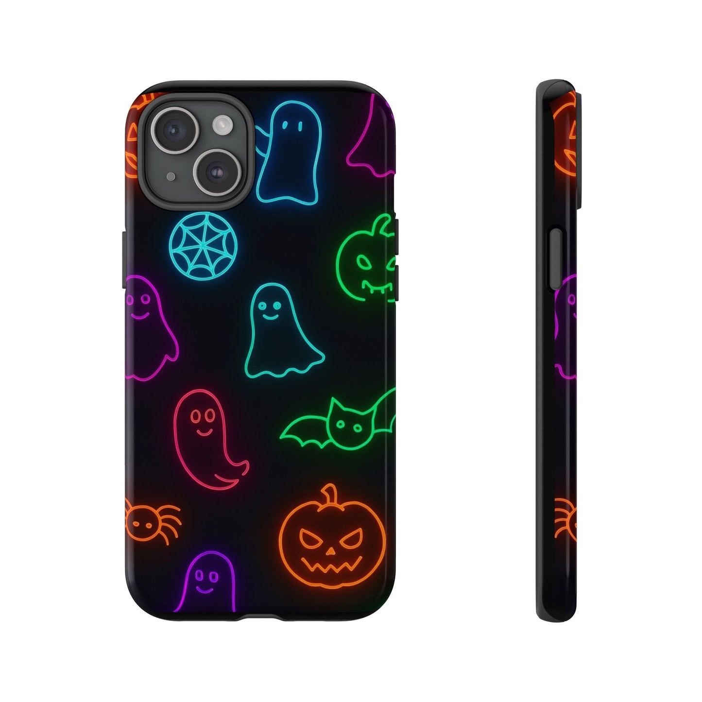 Neon Halloween Pattern | Cute Ghosts, Pumpkins & Bats Glow Design Phone Cases