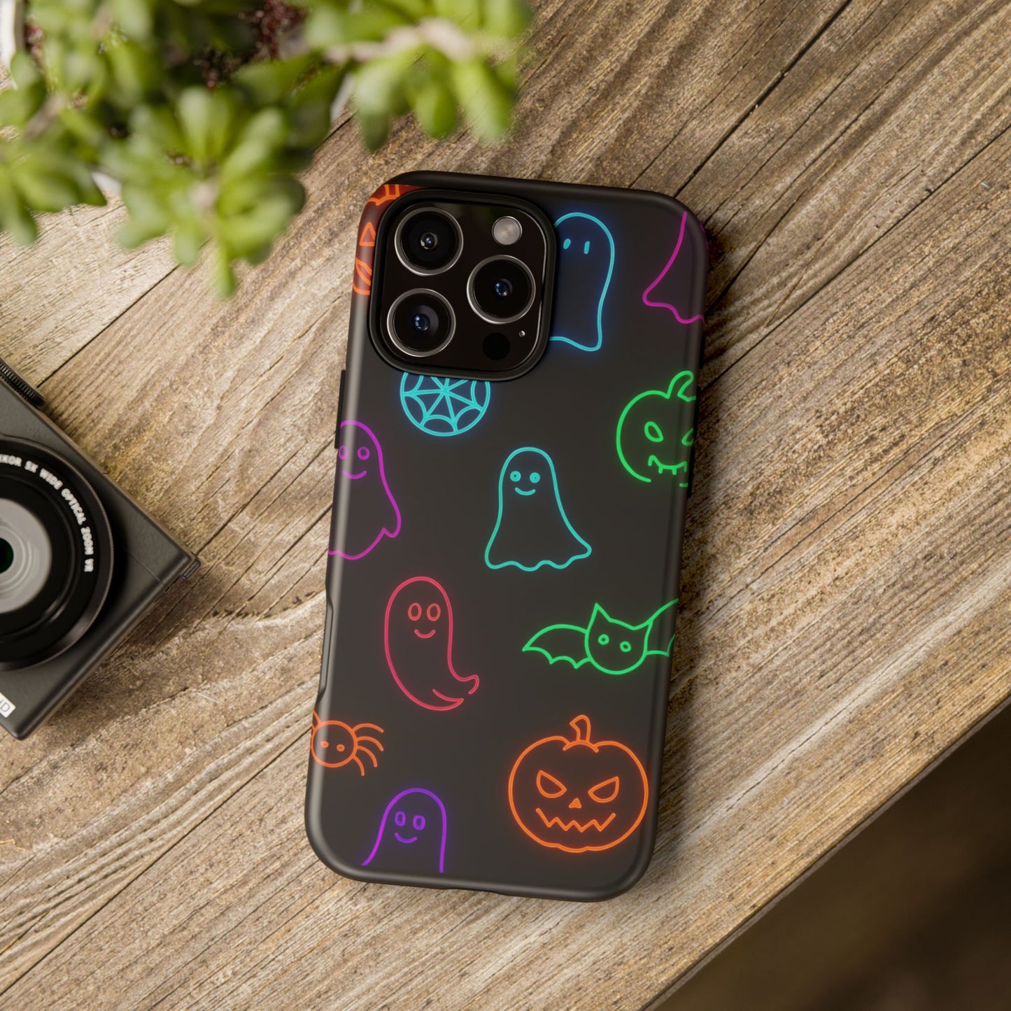 Neon Halloween Pattern | Cute Ghosts, Pumpkins & Bats Glow Design Phone Cases