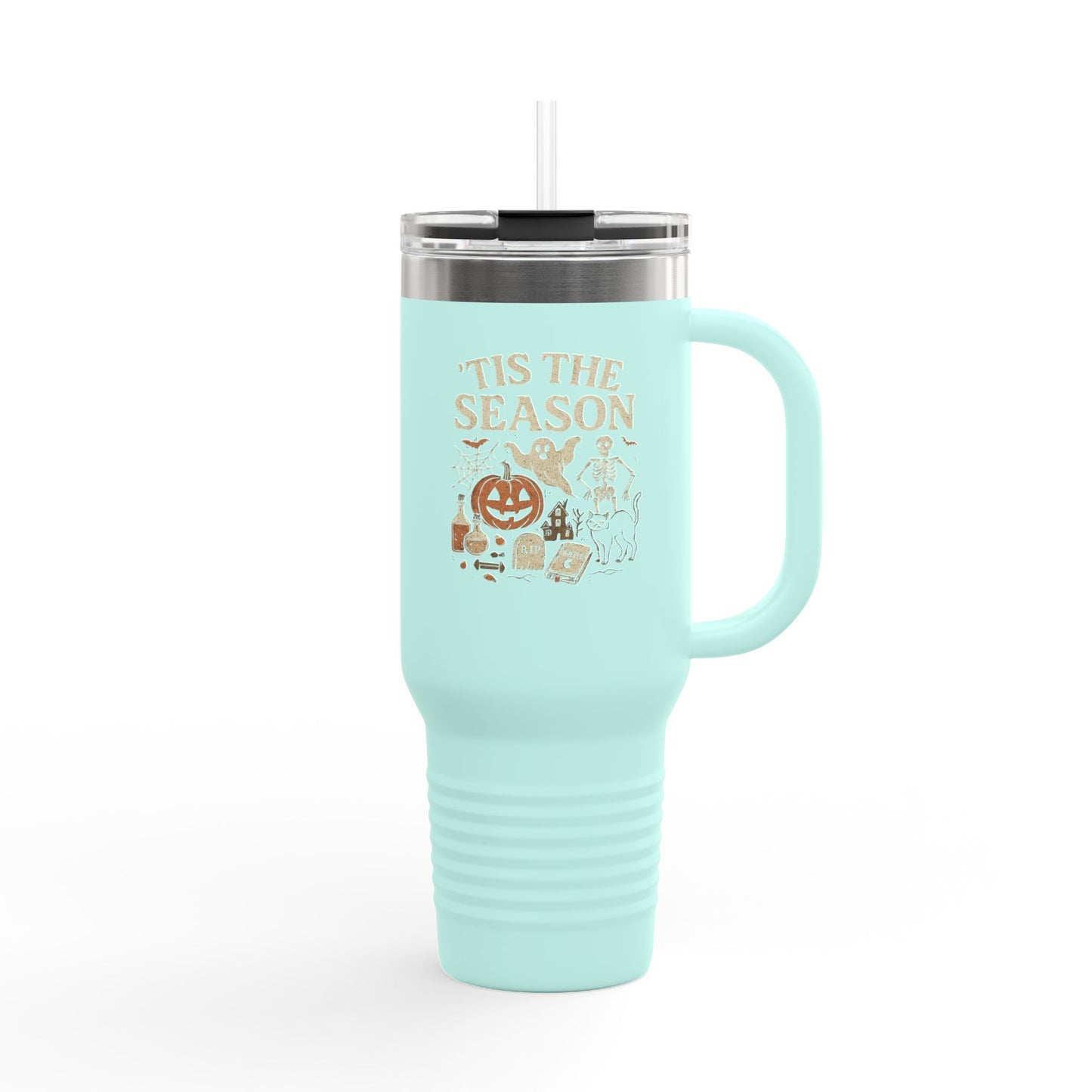 ‘Tis the Season Halloween Design | Vintage Spooky Season Ghost & Skeleton Artwork | Retro Halloween Apparel & Gift Idea Travel Mug