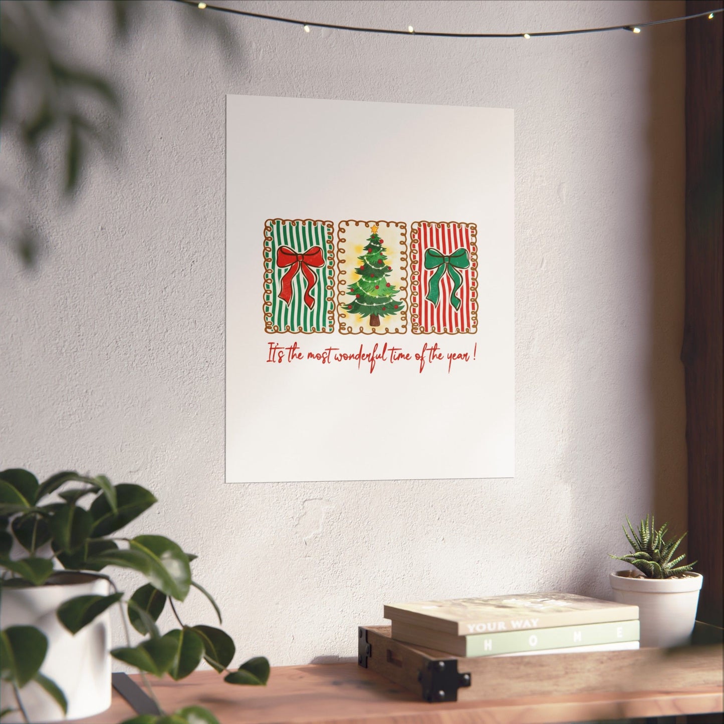 Festive Christmas Tree & Bow Design | It’s the Most Wonderful Time of the Year – Holiday Shirt, Mug, Tote & Home Decor Poster