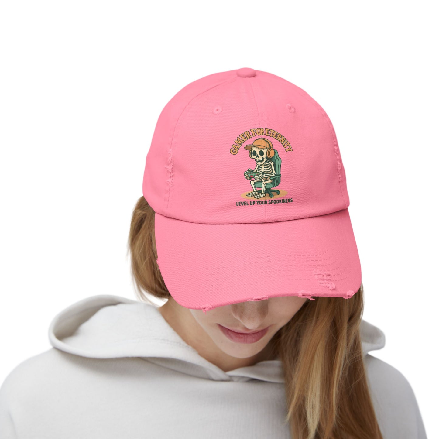 Unisex Distressed Cap Featuring 'Cancer for Eternity' Design – Quirky, Casual Headwear for Everyday Wear, Gifts, Festivals, and More, Distressed cap