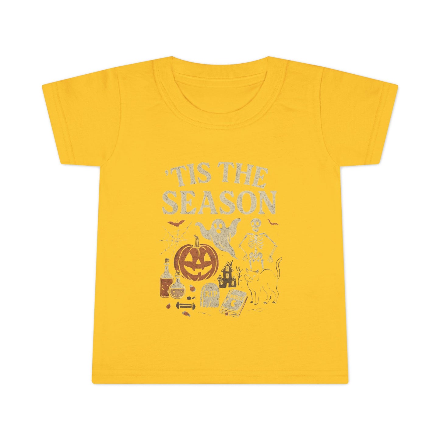 ‘Tis the Season Halloween T‑Shirt | Vintage Spooky Season Shirt with Ghost, Skeleton & Pumpkin | Retro Halloween Graphic Tee for Fall Toddler T-Shirt