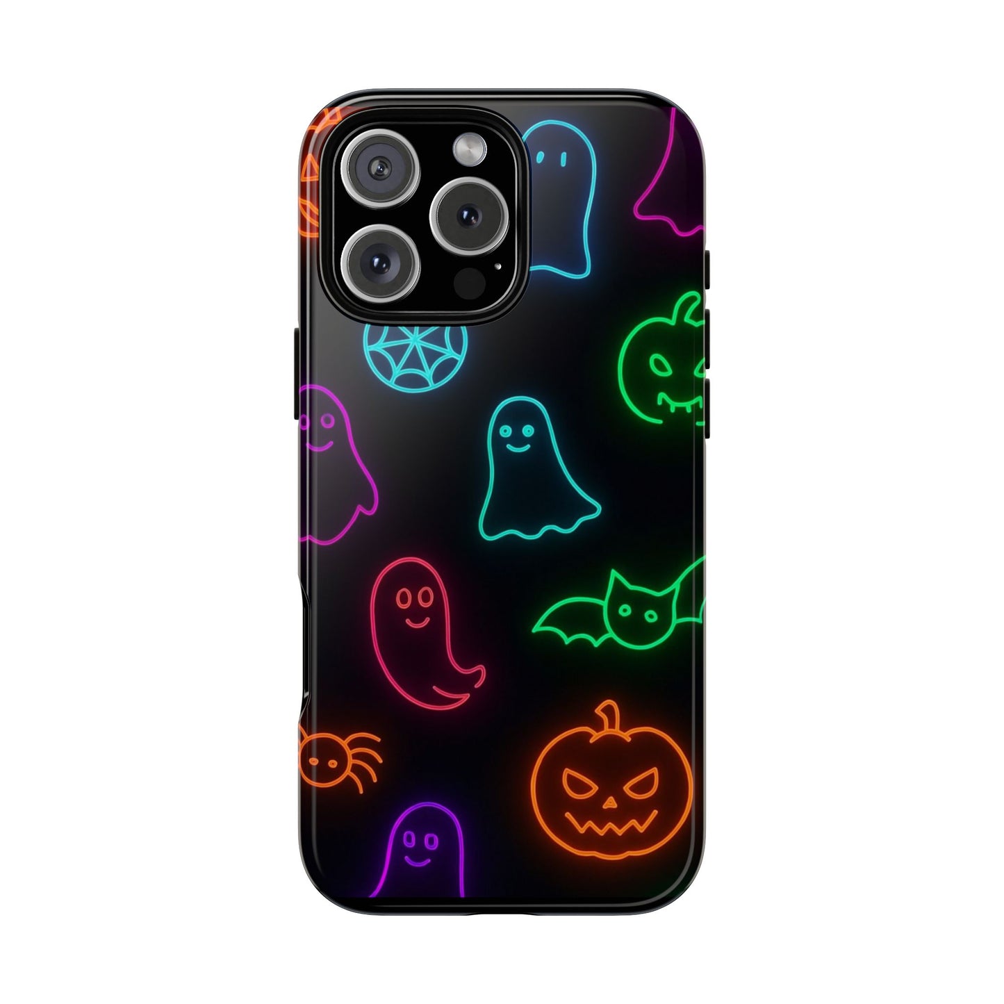 Neon Halloween Pattern | Cute Ghosts, Pumpkins & Bats Glow Design Phone Cases