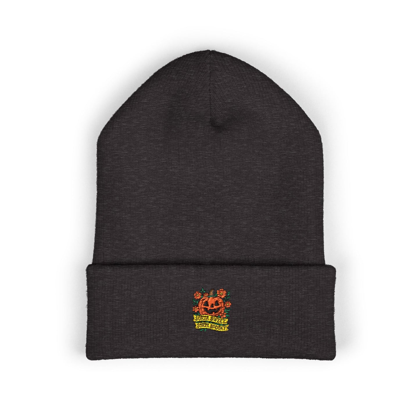 Cute Pumpkin Design – Sorta Sweet, Sorta Spooky Halloween Artwork Cuffed Beanie