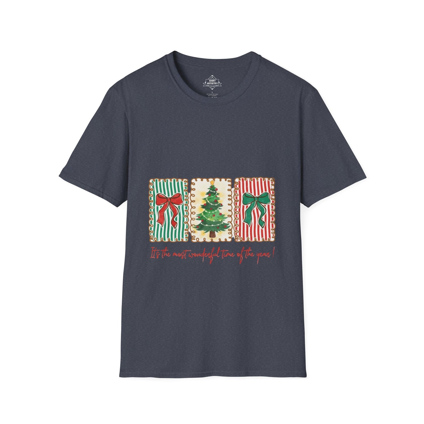 Festive Christmas Tree & Bow Design | It’s the Most Wonderful Time of the Year – Holiday Shirt, Mug, Tote & Home deco