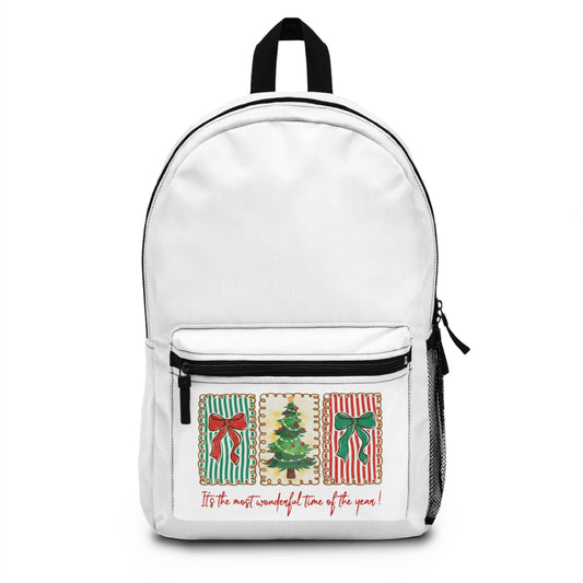 Festive Christmas Tree & Bow Design | It’s the Most Wonderful Time of the Year – Holiday Shirt, Mug, Tote & Home Decor Backpacks