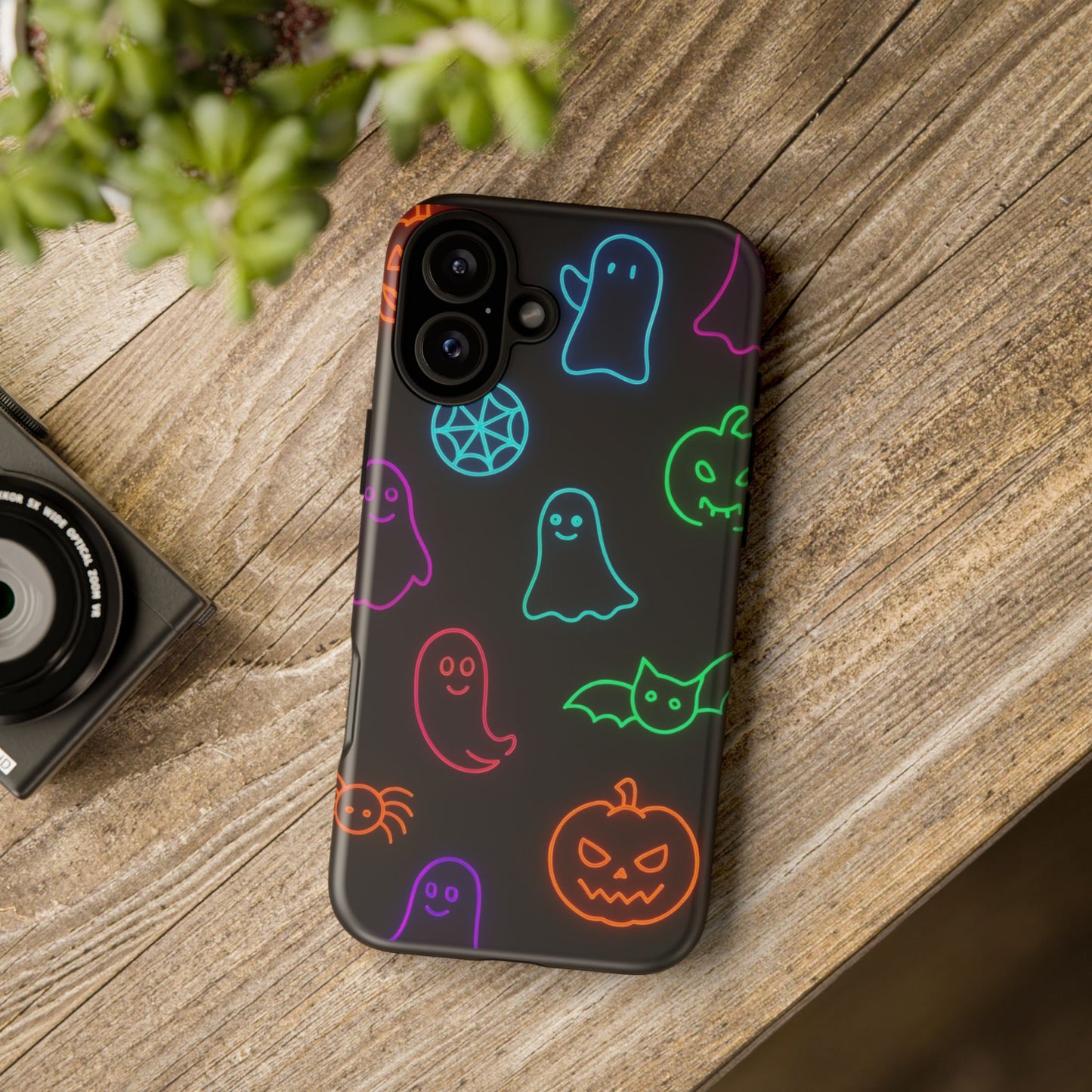 Neon Halloween Pattern | Cute Ghosts, Pumpkins & Bats Glow Design Phone Cases