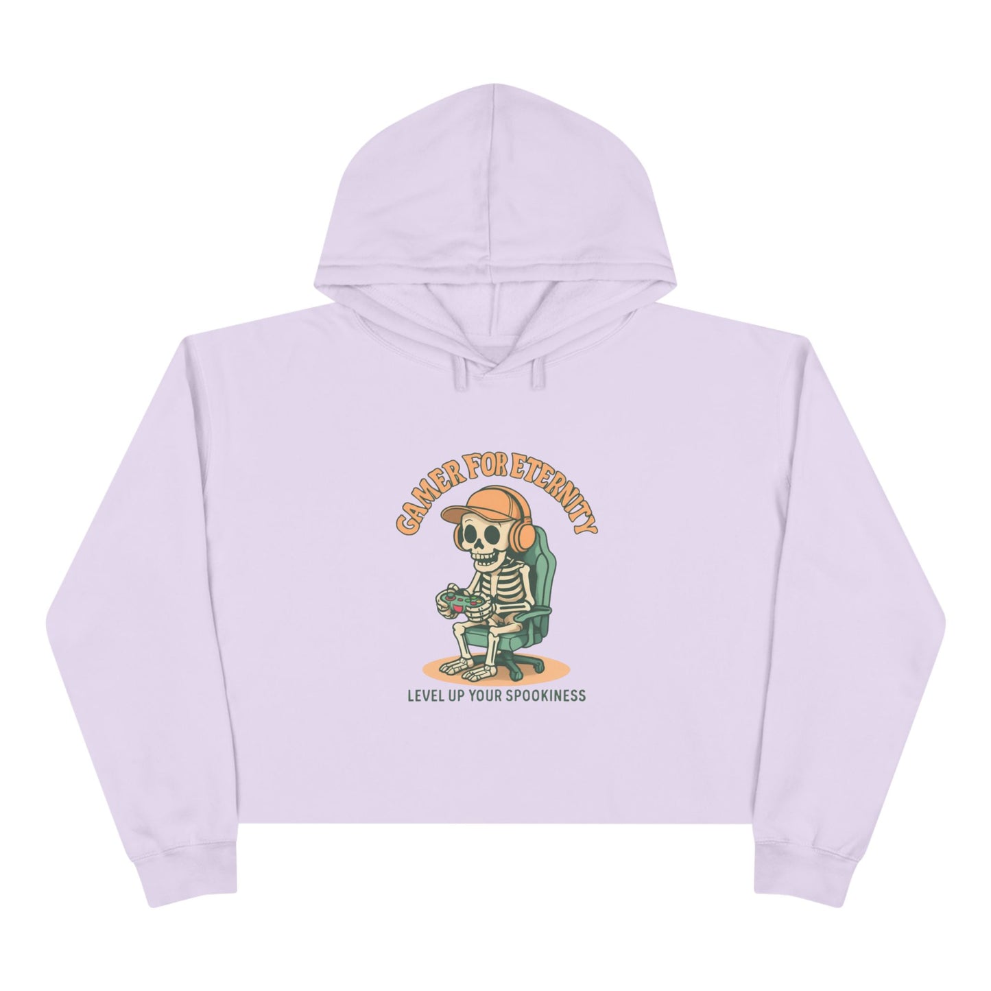 Gamer Crop Hoodie, Cute Skeleton Hoodie, Level Up Your Spookiness, Halloween Sweater, Gaming Apparel, Fun Casual Wear