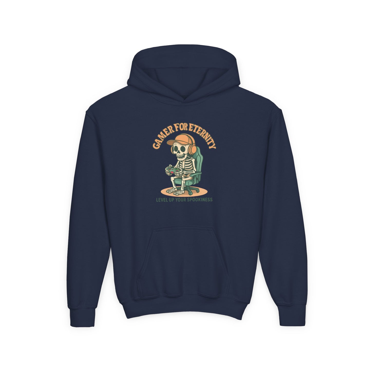 Cool Skeleton Gamer Youth Hoodie, Casual Streetwear, Perfect for Gamers, Halloween, Birthday, and Everyday Wear, Kids Hoodies