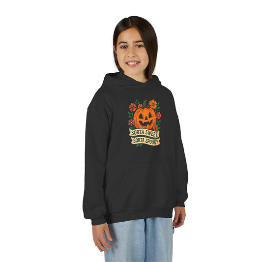 Cute Pumpkin Design – Sorta Sweet, Sorta Spooky Halloween Artwork Kids Hoodies